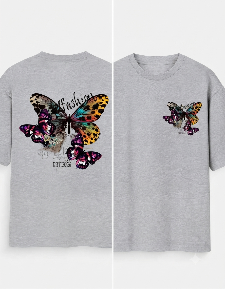 Neon Butterfly Echo Oversized  T-Shirt