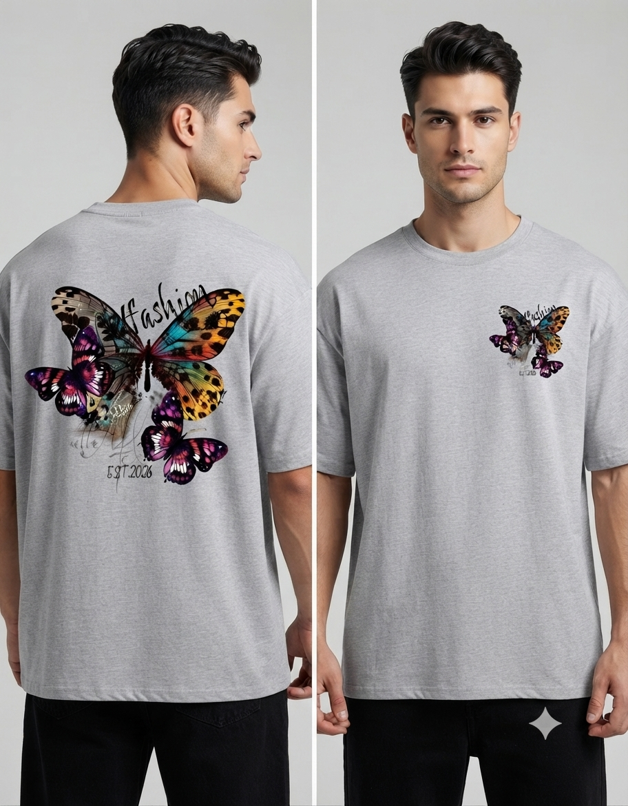 Neon Butterfly Echo Oversized  T-Shirt