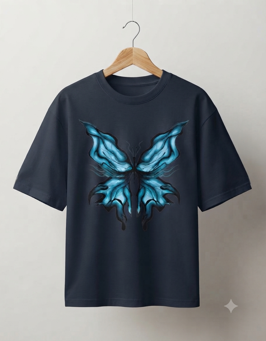 Blue Flame Butterfly streetwear T-Shirt