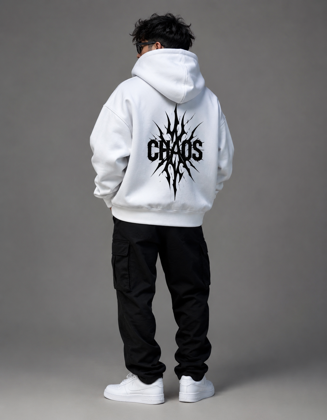 Cyberpunk Chaos back design Oversized Hoodie